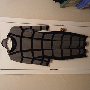 Sweater dress, Liz claiborne, XL, gray and black, midi